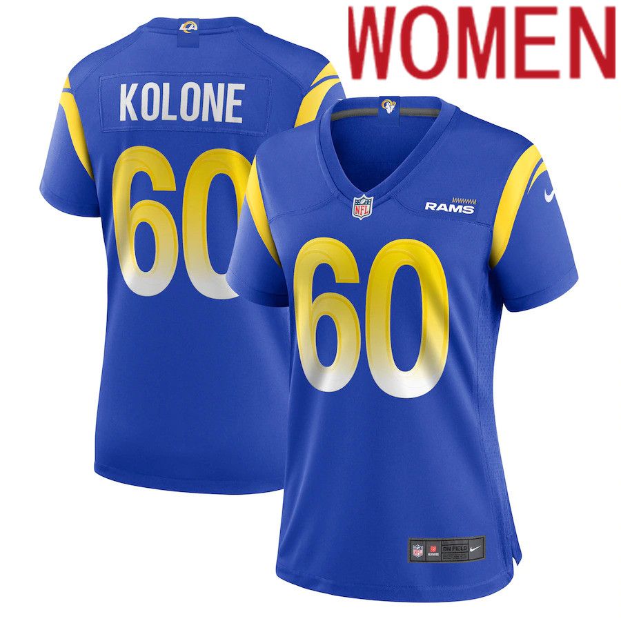 Cheap Women Los Angeles Rams 60 Jeremiah Kolone Nike Royal Game Player NFL Jersey